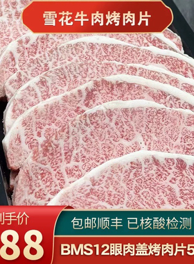 包邮BMS12眼肉盖烤肉片500克原切和牛肉雪花烧烤清真非A5神户m12