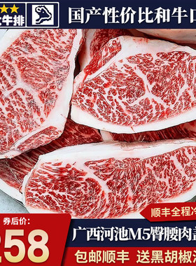包邮5斤国产m5广西河池和牛雪花臀腰肉盖小西冷牛排原切谷饲牛肉