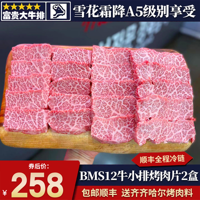 包邮2盒澳洲BMS12牛小排烤肉片原切谷饲和牛雪花纯霜降非日本m12