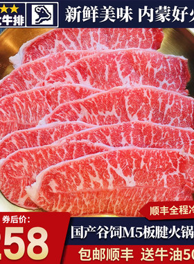 包邮4斤国产内蒙古m5谷饲板腱牛排烤肉片原切非和牛肉烧烤火锅卷
