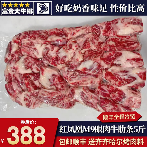 包邮5斤澳洲精红凤凰m9眼肉牛肋条谷饲无骨原切和牛雪花奶香清真