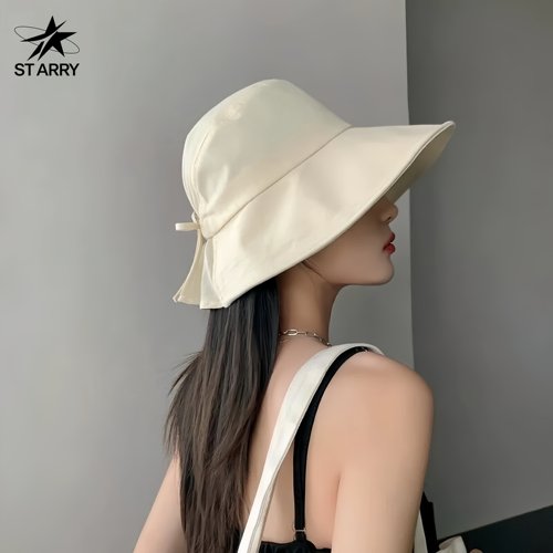 ST ARRY 褶皱抽绳渔夫帽透气日系夏季新款uv紫外线遮阳防晒帽子女