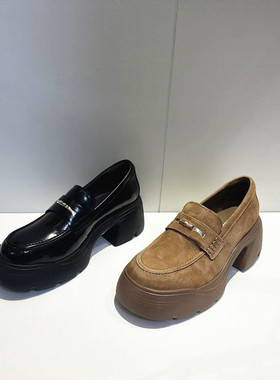 商场同款2025年春季新款乐福鞋厚底黑色jk小皮鞋EZJ03AA5