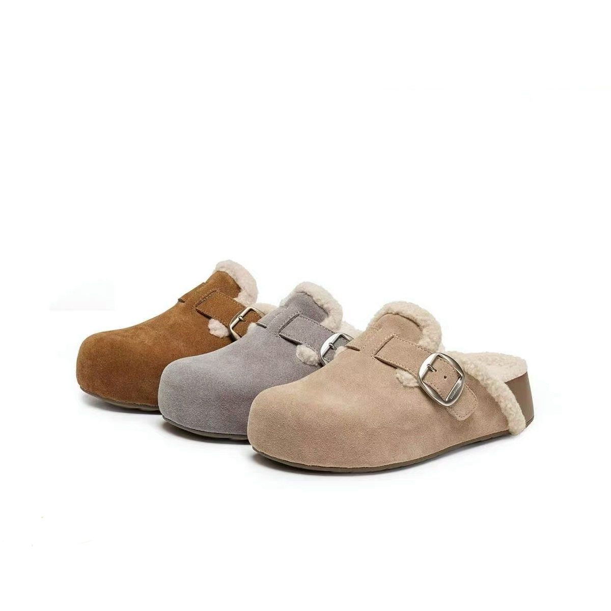 商场同款厚岛吐司2代勃肯鞋2025冬款加毛厚底包头女拖鞋E6U1