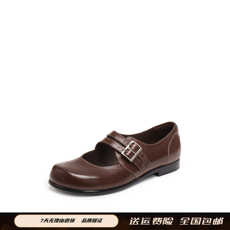 2025年秋季新款复古玛丽珍鞋平底鞋浅口单鞋黑色小皮鞋女J1578CQ5