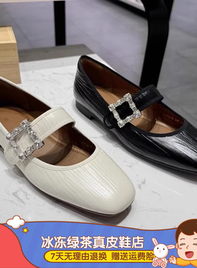 商场同款2024秋季新款奶油方糖复古黑色玛丽珍鞋浅口女鞋EPQ10CQ4