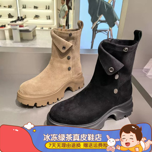 2025年秋冬新款 复古运动靴厚底中筒靴通勤黑色女短靴子EJA05DZ5