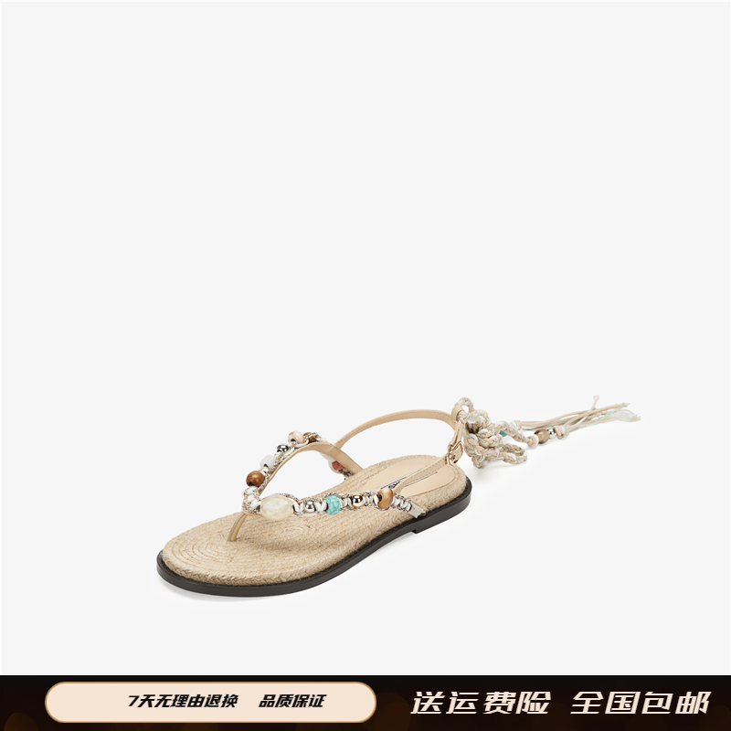 女鞋糖果罐子2025年夏季新款波西米亚风夹脚凉拖鞋罗马女凉鞋