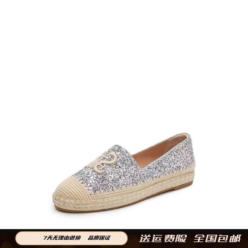 2025春季新款小碎金大麦鞋复古渔夫鞋懒人鞋平底鞋9UA37 9UA34