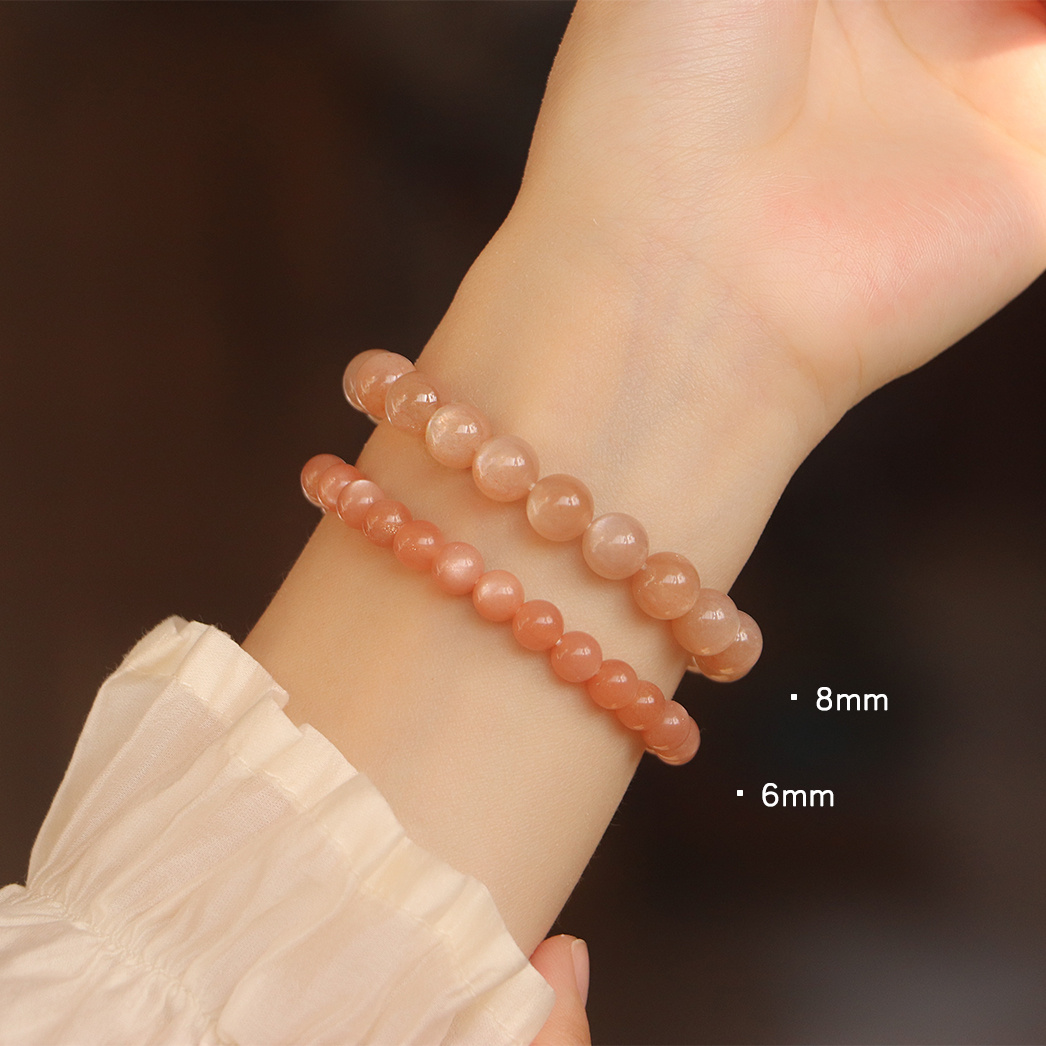 掌柜自留！奶油冰淇淋天然日光石橙日光手链手串弹力绳女礼物