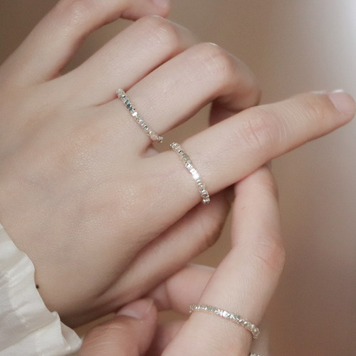 极细1mm碎银戒指纯银925