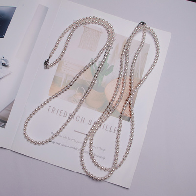 升级120cm多种戴法毛衣链高级感极光珍珠叠戴不掉色元宝扣礼物女