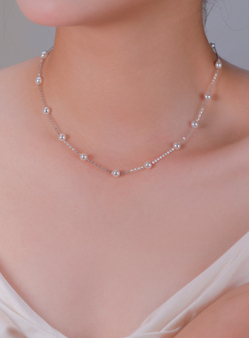 满天星/正圆无暇施家珍珠项链锁骨链可调节礼物女小灯泡气质日常