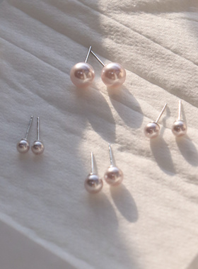 Menta Rose/优雅曼塔玫瑰色珍珠耳钉银针气质耳饰礼物女温柔优雅