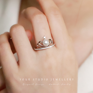 《天鹅舞》 高级感正品天然珍珠纯银S925戒指可调节礼物女轻奢款