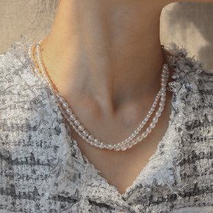 YOUR高端小香风天然淡水珍珠双层项链大小巴洛克珍珠纯银S925法式