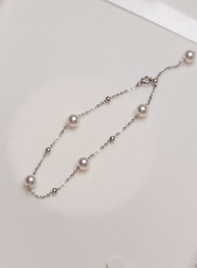 日系简约设计满天星手链纯手工自制进口施家珍珠可调节手串礼物女