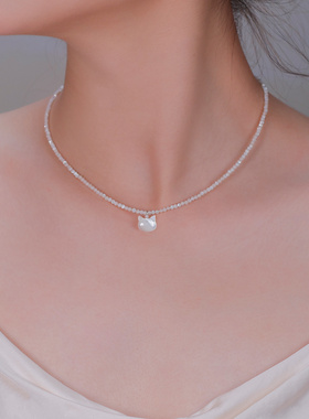 《招财猫》萌物天然白蝶贝项链闪耀超润锁骨链少女小清新气质款