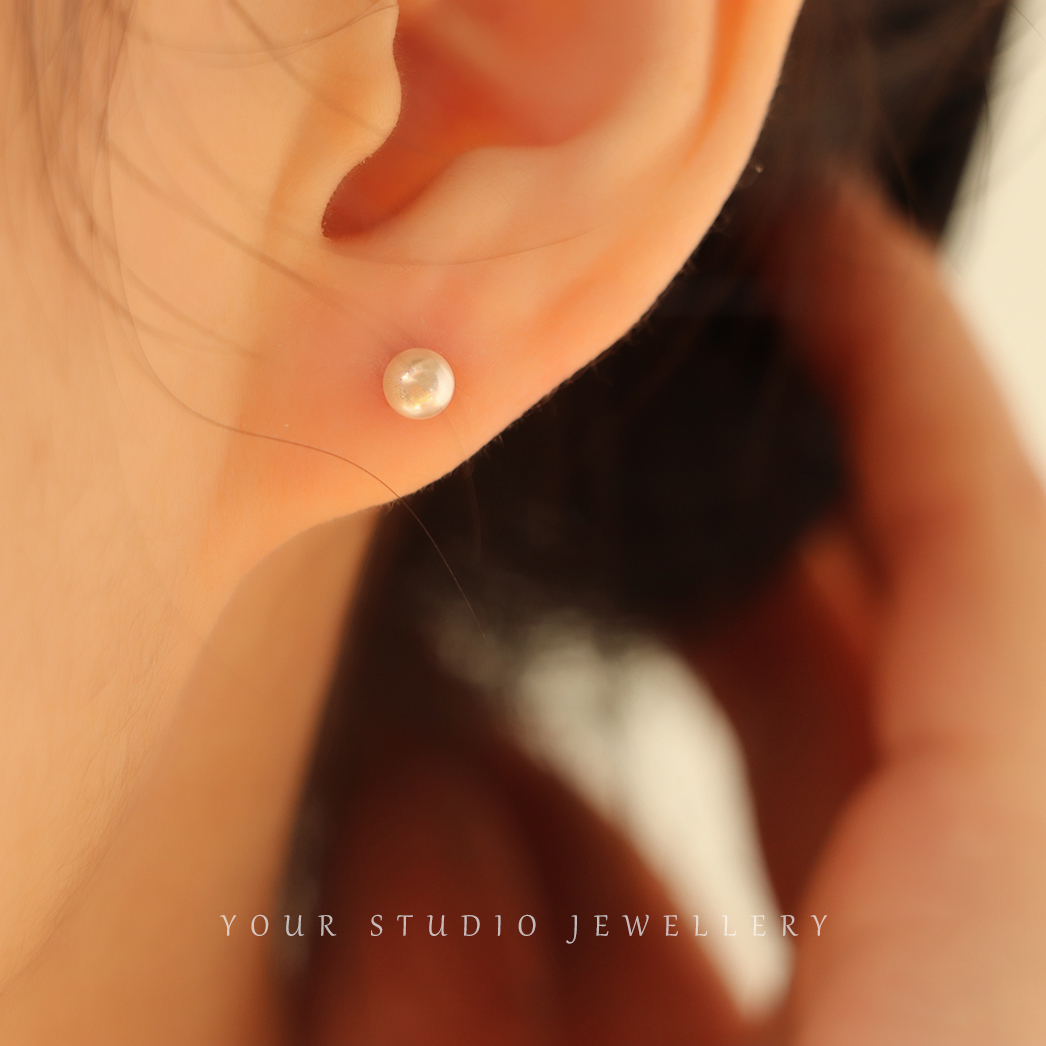 巨细fever同款小尺寸超亮珍珠耳钉925银耳饰耳环高级感耳钉女