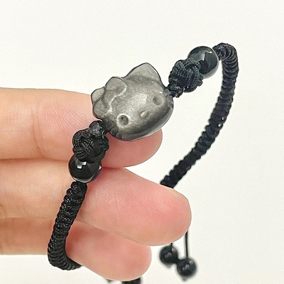 天然银耀石Kitty猫手链女正品三丽鸥手串送女友送闺蜜礼物