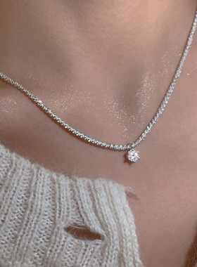 露思同款人鱼之泪钻石项链情人节礼物明星同款天然锆石颈链