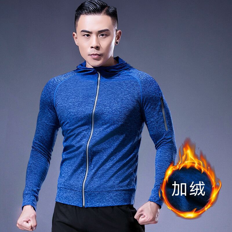 秋冬季运动外套男加绒加厚户外健身速干衣跑步服休闲夹克宽松上衣