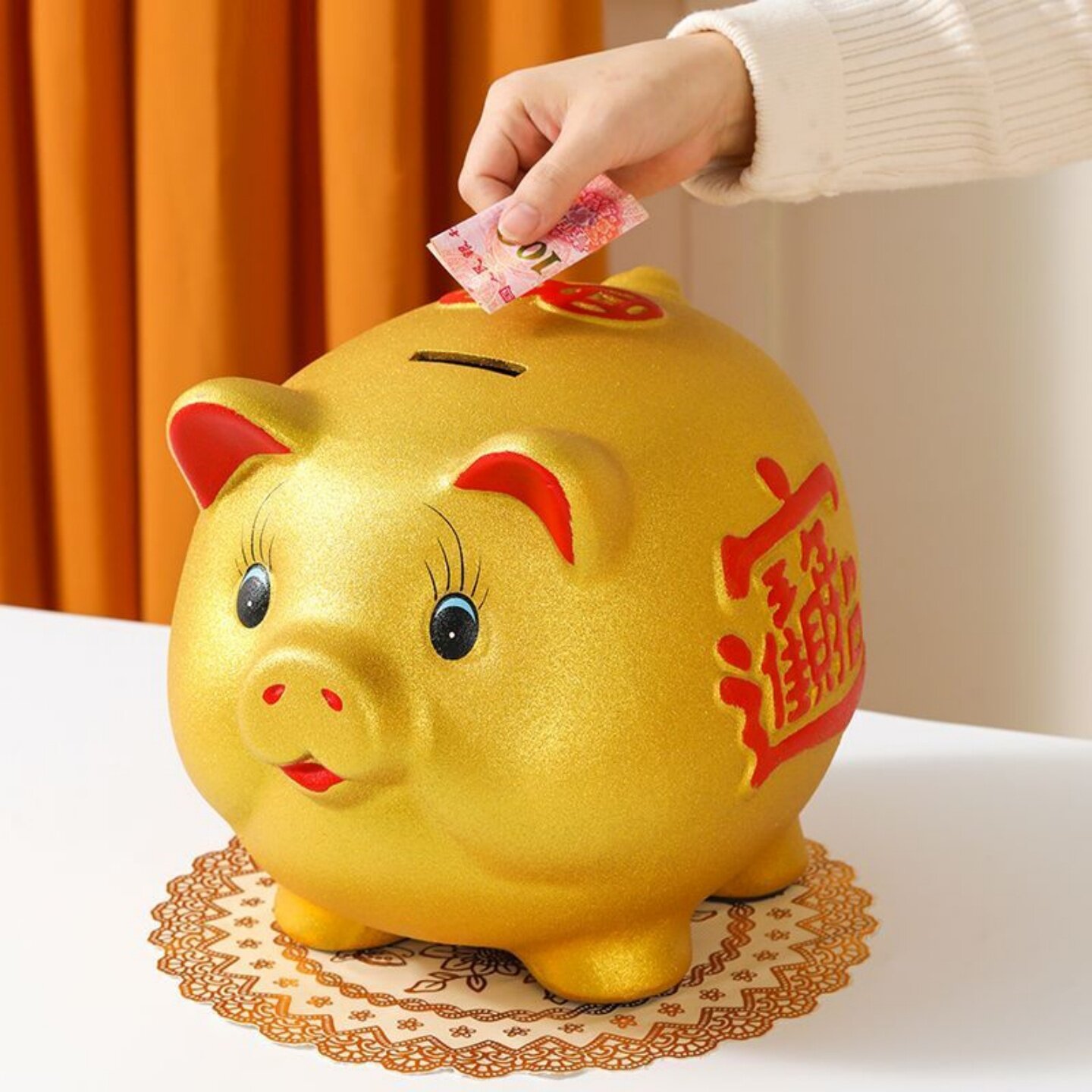 福运小金猪存钱罐2026年新款只进不出小猪储蓄儿童男女孩陶瓷成人