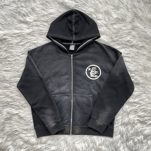 Hellstar vintage washed hoodie 大logo洗水男女款开衫拉链卫衣