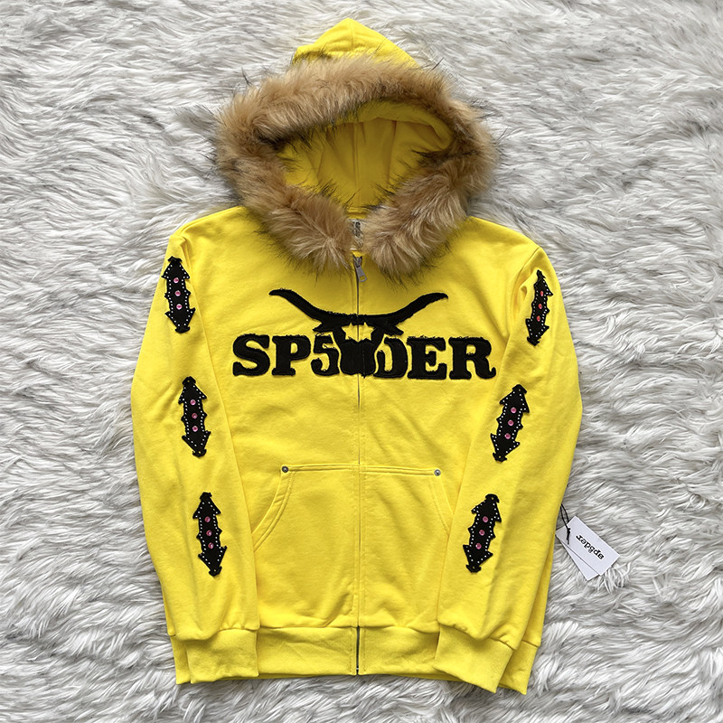 Sp5der 555555 Hoodies 拉链开衫刺绣男女款连帽卫衣
