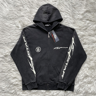 Hellstar Studios Zip Up Hoodie 拉链洗水纯棉连帽卫衣