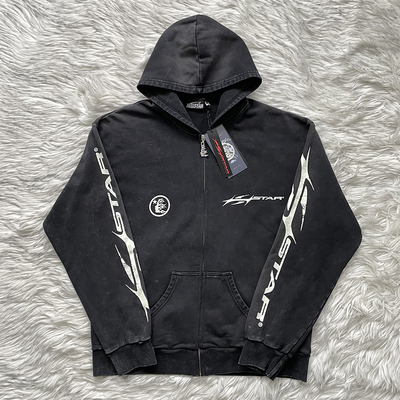 Hellstar Studios Zip Up Hoodie 拉链洗水纯棉连帽卫衣
