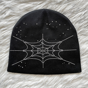 Sp5der worldwide 555555 蜘蛛网烫钻针织毛线冷帽子