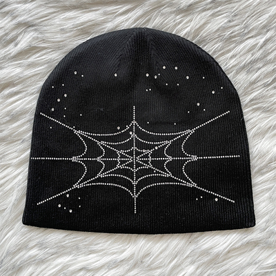 Sp5der worldwide 555555 蜘蛛网烫钻针织毛线冷帽子