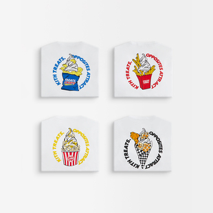 新款Kith Treats Opposite Day 4款颜色不同冰淇淋图案纯棉T恤