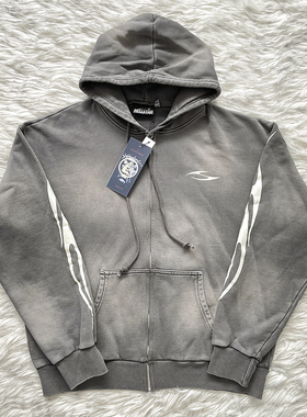 Hellstar Studios Zip Up Hoodie 拉链洗水纯棉连帽卫衣