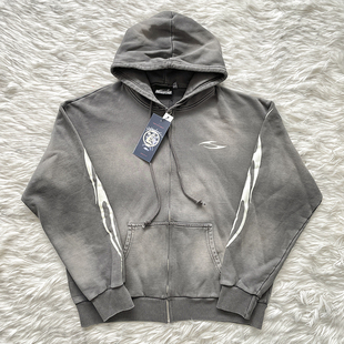 Hellstar Studios Zip Up Hoodie 拉链洗水纯棉连帽卫衣