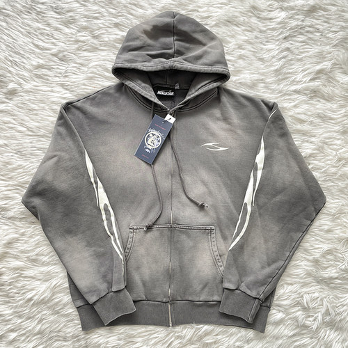 Hellstar Studios Zip Up Hoodie 拉链洗水纯棉连帽卫衣