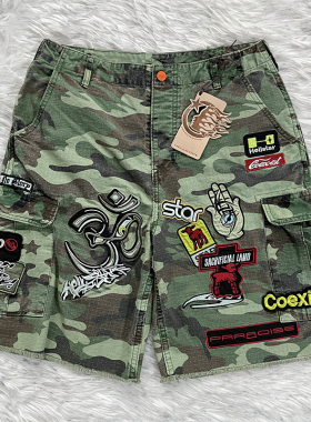 Hellstar Studios  Camo Cargo Shorts 个性贴布刺绣迷彩工装短裤