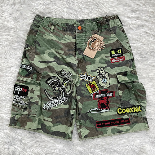 Hellstar Studios  Camo Cargo Shorts 个性贴布刺绣迷彩工装短裤