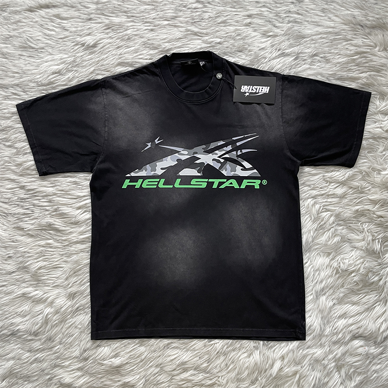 Hellstar Studios Gel Sport Logo tee迷彩印花洗水短袖T恤欧美潮