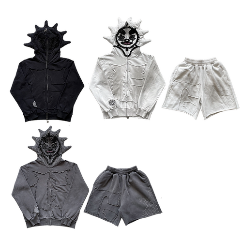 Glo Gang The Glory Full Zip Hoodie 刺绣烫钻连帽卫衣短裤套装