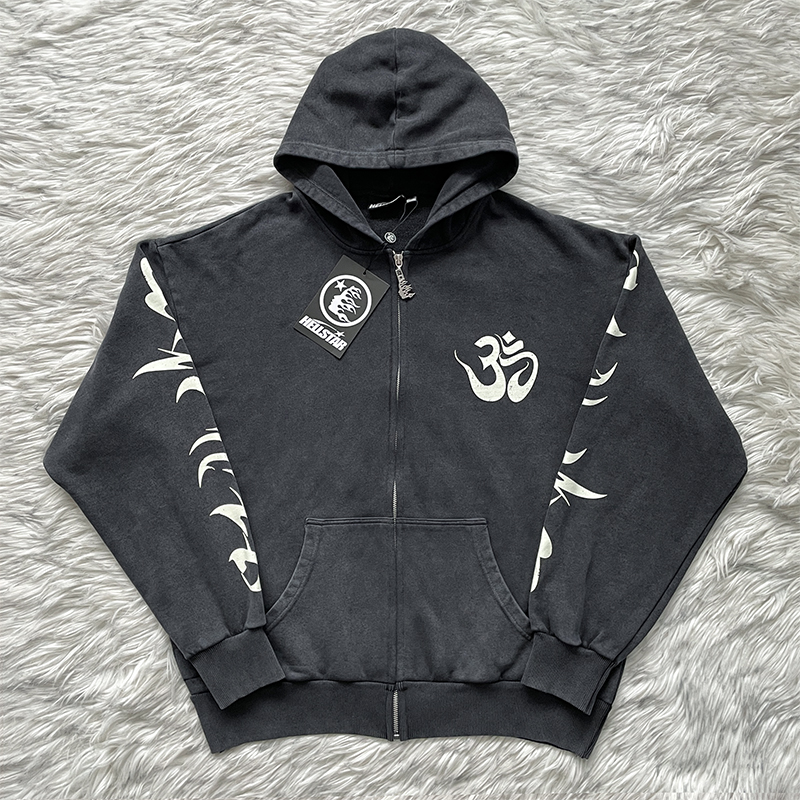 Hellstar Studios美式街头男女洗水做旧连帽卫衣