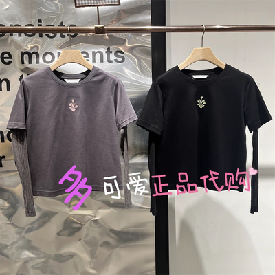 衣播商场同款T恤2025夏BDS2YD2606新款圆领网纱袖假两件T不想晒黑