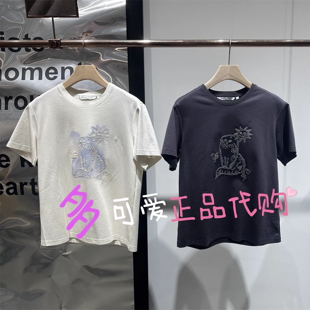 衣播女装T恤2025夏BDS1YD1600新款圆领宽松独特短袖上衣街角的猫