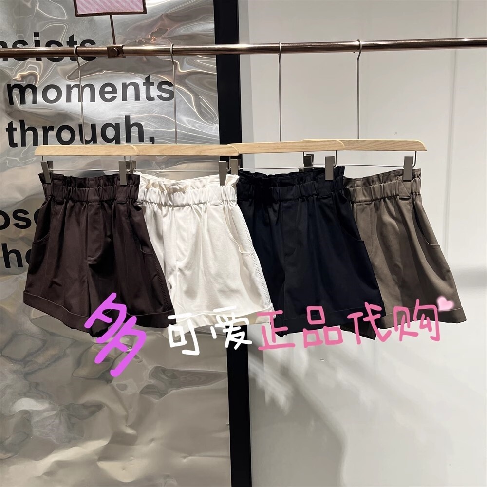 衣播商场同款休闲裤2025夏款BDS2KD2450高腰百搭阔腿短裤夏日序章