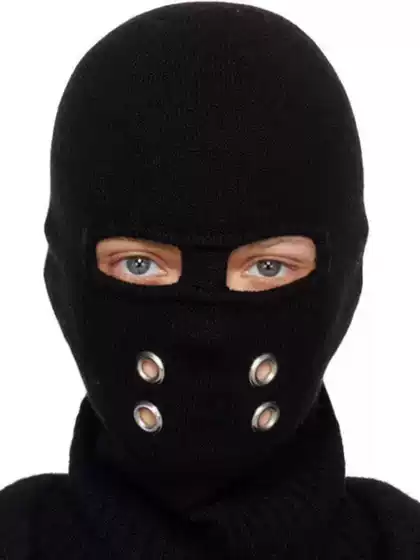 Dawnhin Dark Ro Knitted Hat Metal Four-Hole Hat Headgear Cotton Blend Windproof Face Mask Unisex