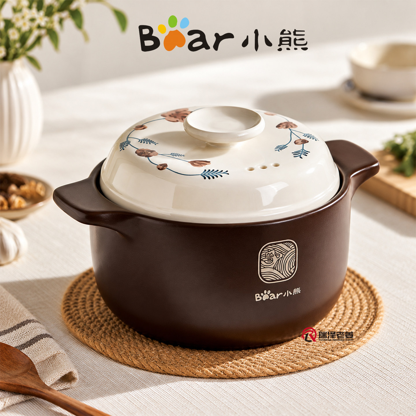 小熊砂锅煲 家用煲汤炖肉陶瓷锅 高温干烧不裂 进口锂辉石小砂锅