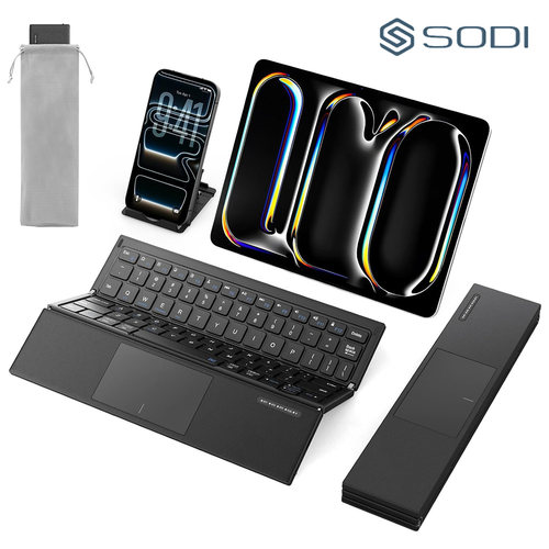 SODI三折叠蓝牙键盘 iPad平板手机笔记本通用触控便携键盘