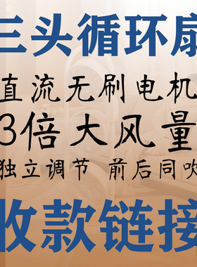 艾曼达C8三头循环扇3倍大风量 无刷变频电机 静音 双面循环落地扇