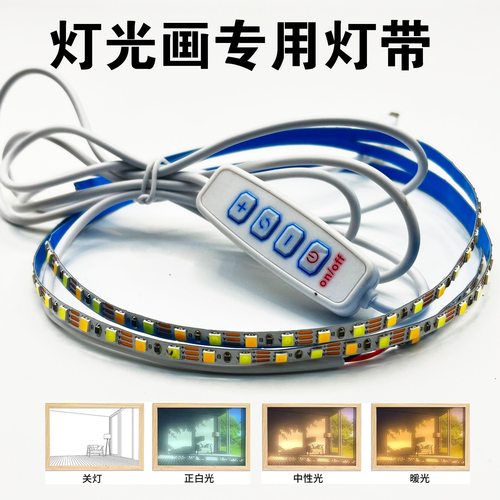 5v灯带三色变光灯带灯光画阳光画自粘led软灯条USB双色装饰灯相框